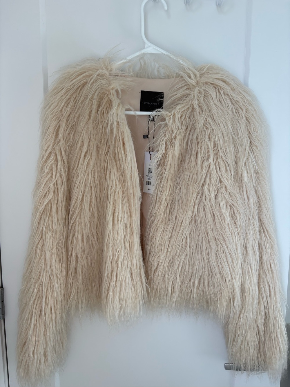 Dynamite Light Cream Faux Fur Teddy Jacket